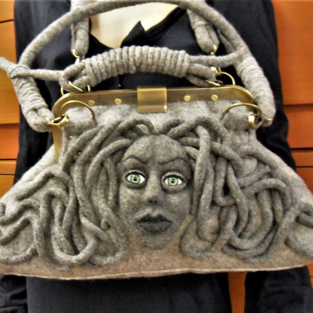 UNIQUE LARGE FELTED BAG RARE GIFT FOR WOMEN - Picture 3 of 14